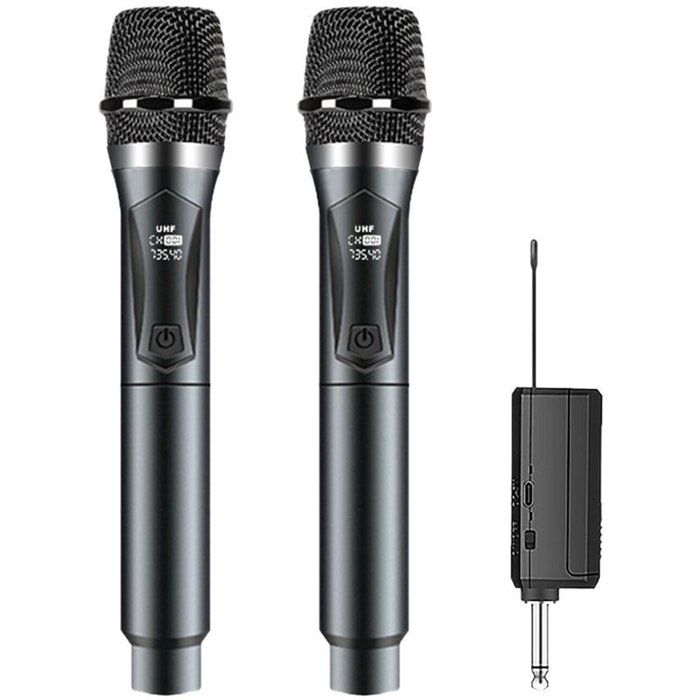 Microphone sans fil professionnel avec récepteur rechargeable (portée de 60 m) idéal pour le chant le karaoké les mariages les