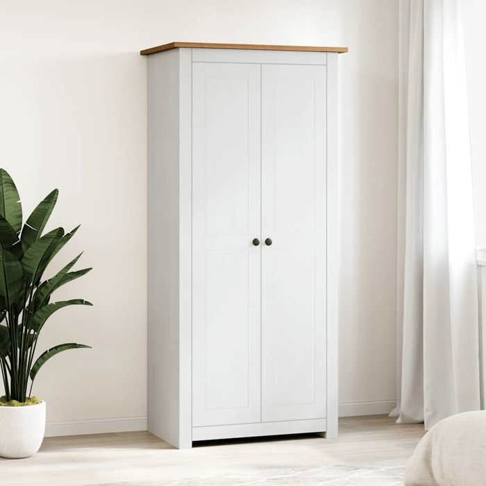Armoire de rangement Blanc - Garde-robe - Blanc 80x50x1715 cm Pin massif Assortiment Panama A15525