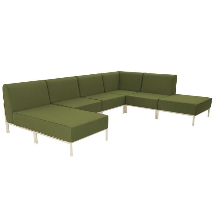 Salon de jardin bas modulable uni 6 places vert kaki 360 x 180 cm Patio Oviala