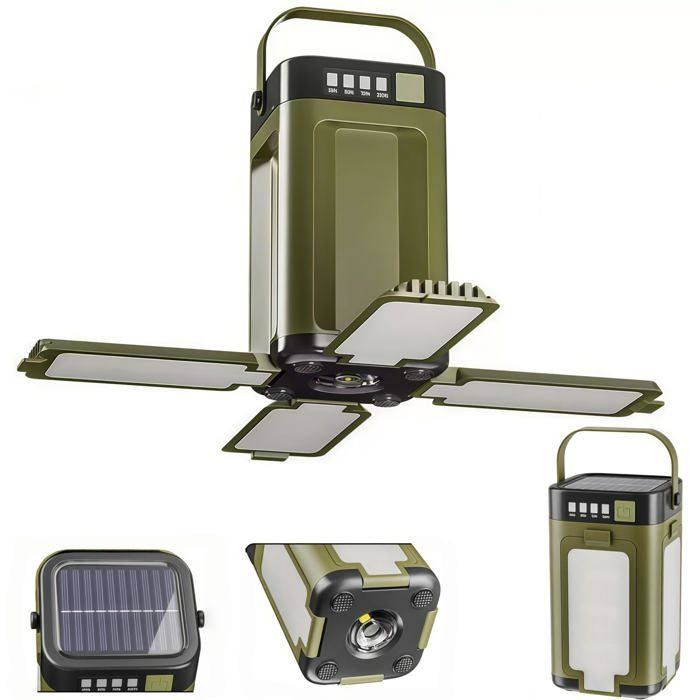 Lanterne camping rechargeable - 360° LED pliable - Éclairage 360° ajustable - 2000 mAh - 6 modes 300-500 lm