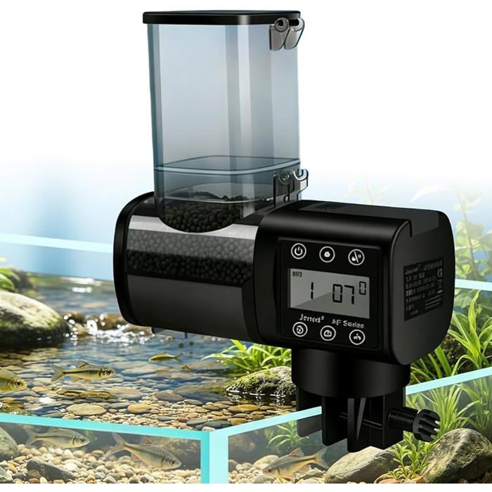 Distributeur automatique de nourriture pour poissons 160 x 70 x 102 mm minuterie grande capacité pour bassin à poissons et