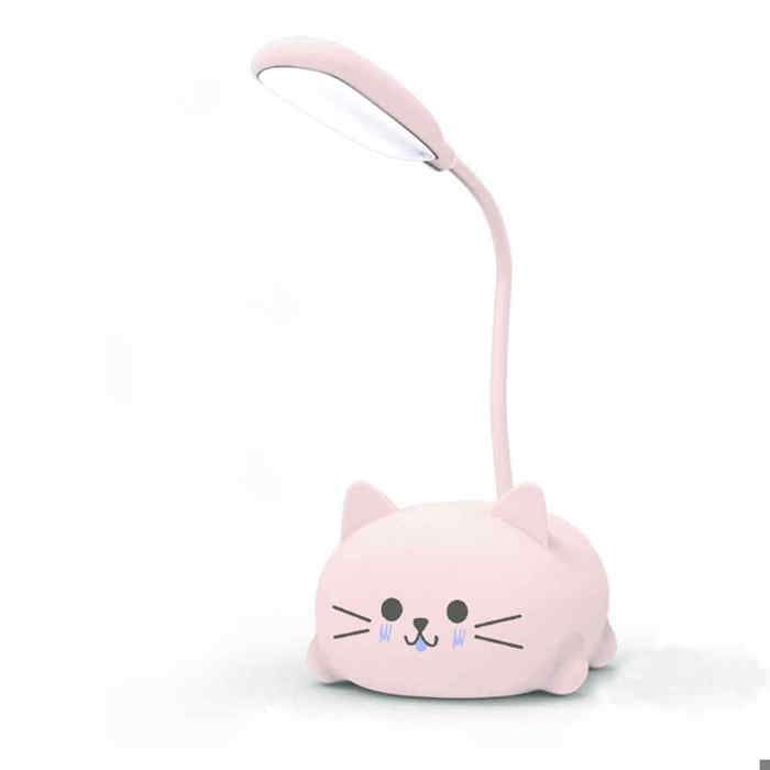 1 Lampe de bureau Chat LED Bras flexible Rechargeable USB Protection des yeux Lecture Chevet Chambre enfant .