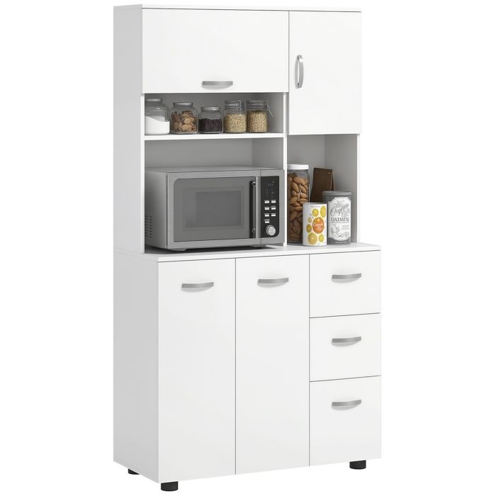 Buffet de cuisine - MINIMAL - 89x39 5x168 cm - 3 tiroirs - 3 étagères réglables - Blanc Buffet de cuisine - MINIMAL - 89x39 5x168 cm - 3 tiroirs - 3 étagères réglables - Blanc