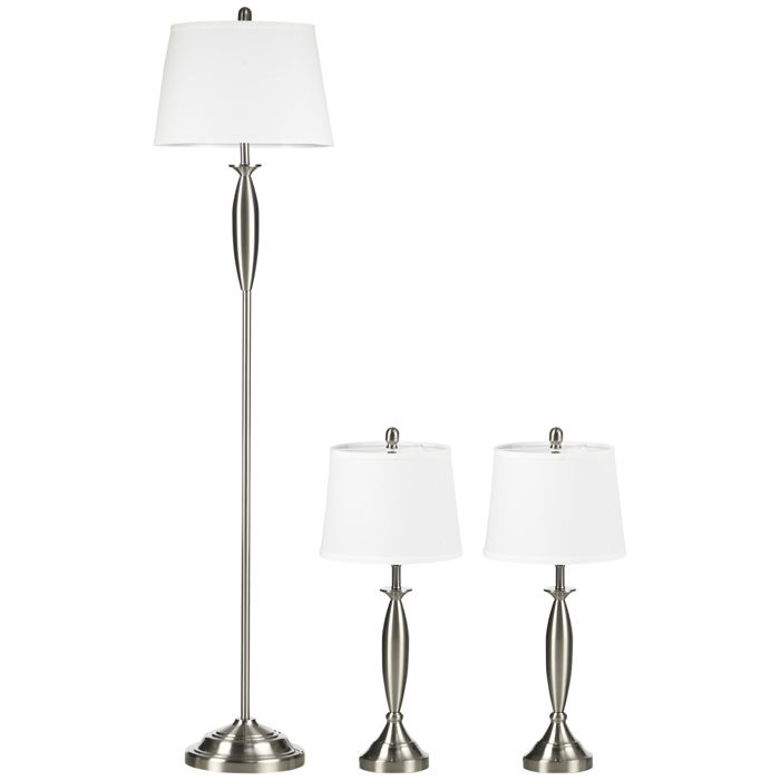 Ensemble - Ensemble de 3 lampes : lampadaire et 2 l style contemporain espace de vie intérieur moderne - Blanc - Pour Salon