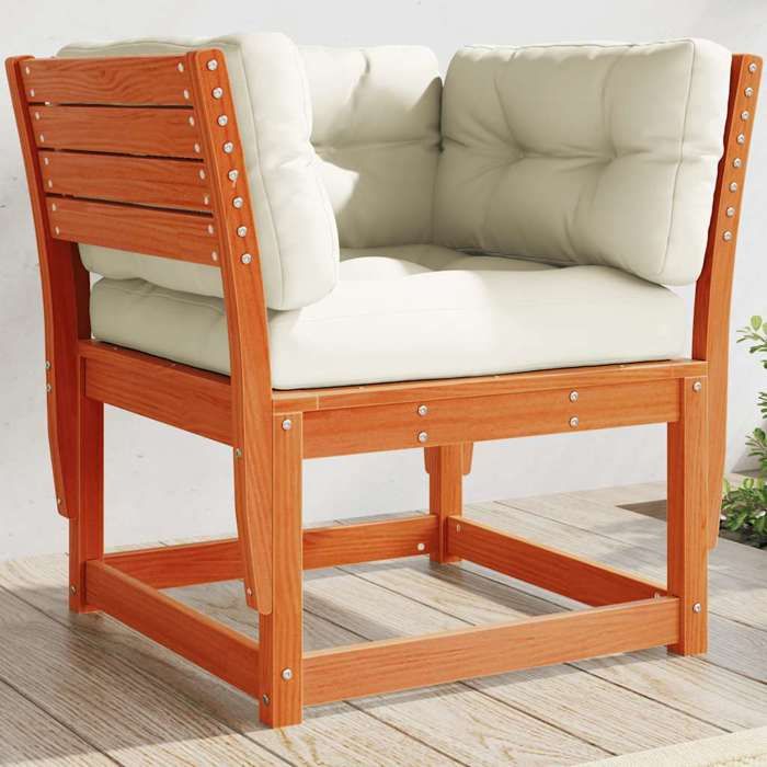 Brun Canapé de jardin accoudoirs et coussins cire marron massif pin - Siège de balcon LV67751