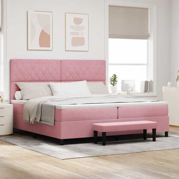Maison Exclusive - Lit à ressorts avec matelas Rose 200 x 200 cm Velours