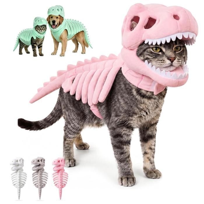 Costume de squelette de dinosaure 3D pour chat et animal domestique phosphorescent costume de squelette de dinosaure