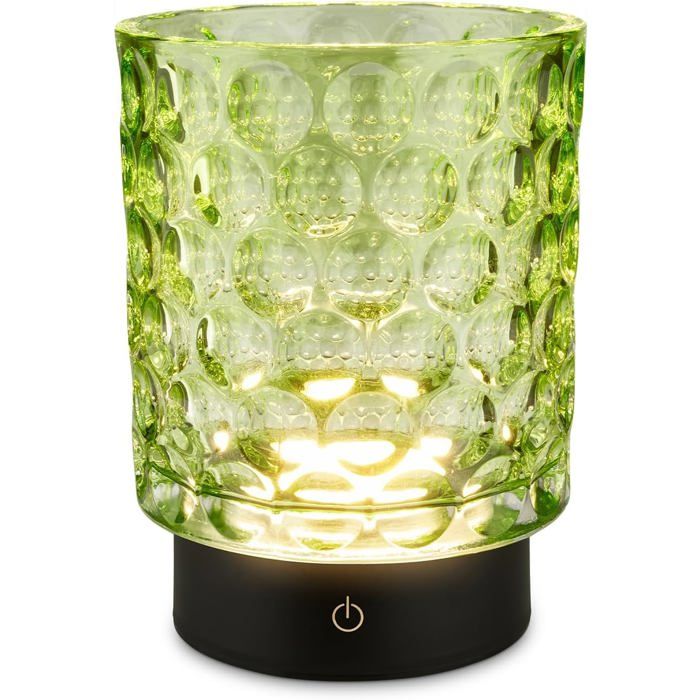 Lampe de table LED sans fil IP44 avec corps en verre variateur par effleurement batterie et source interchangeables 15x11 cm