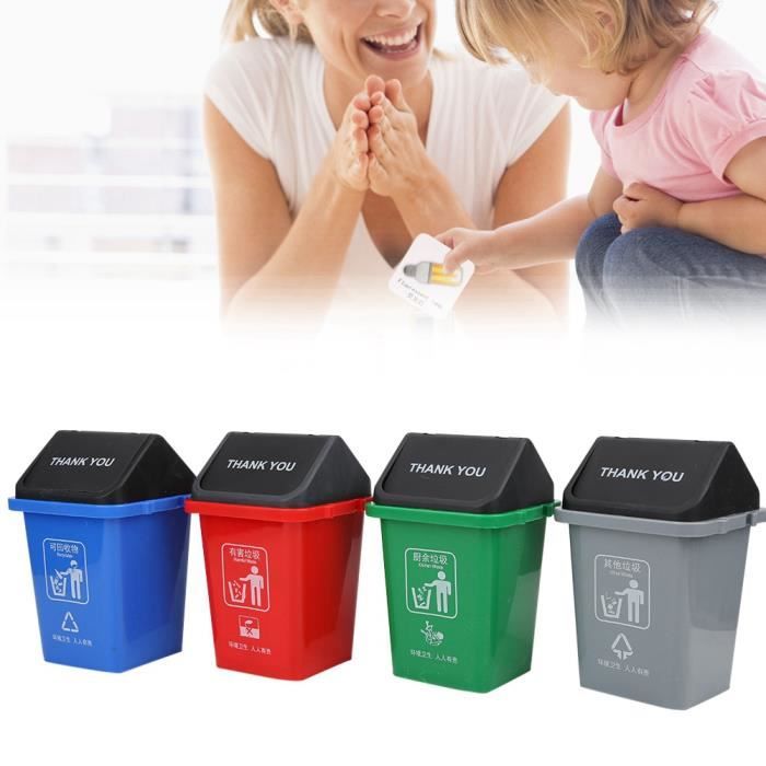 F Fityle - Mini Poubelle Jeu éducatif Tri Des Déchets - 4 Poubelles, 108 Cartes - Apprendre Le Recyclage En S'amusant - Cadeau Pour Enfant