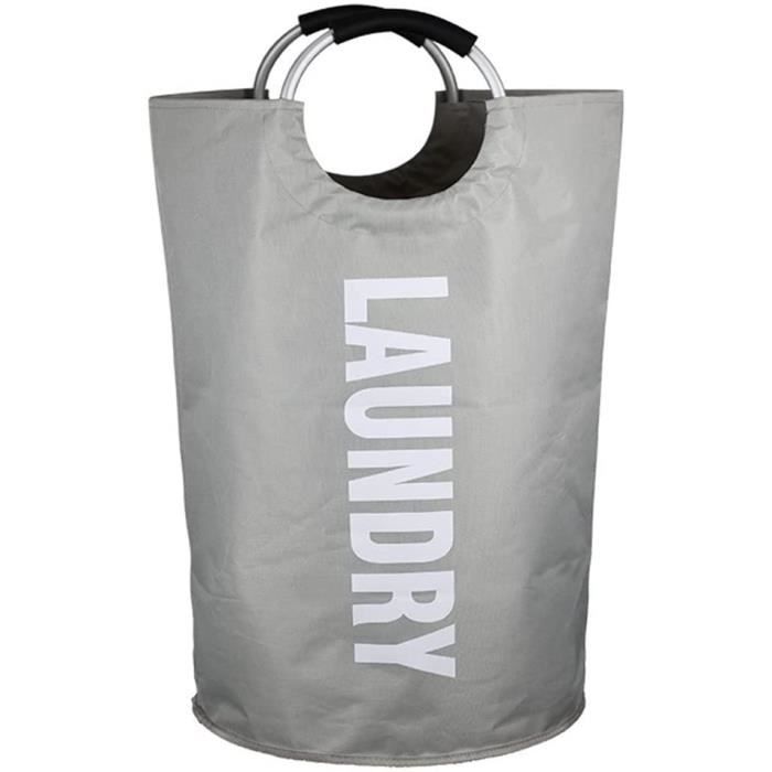 Panier à Linge Pliable En Tissu Oxford Blanc - 39x53x27 Cm, Grande Capacité, Poignées Bois - Pour Chambre, Salle De Bain, Voyage