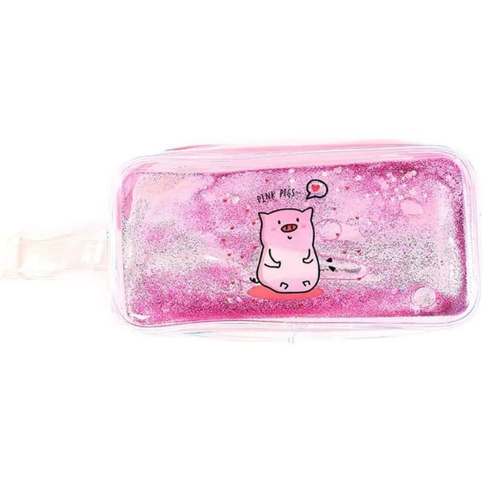 ARTGUTS Trousse 2 En 1 Kawaii Silicone Motif Cochon - Trousse à Crayons Pour Enfants Et Adultes
