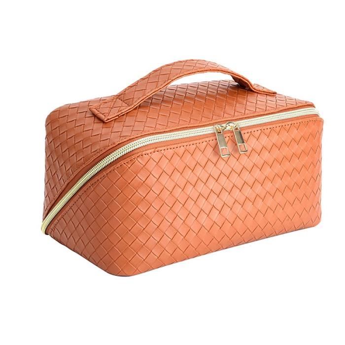 Set De Voyage Nuori - Pochette Cosmétique En Cuir Vegan Beige + Pochette Transparente