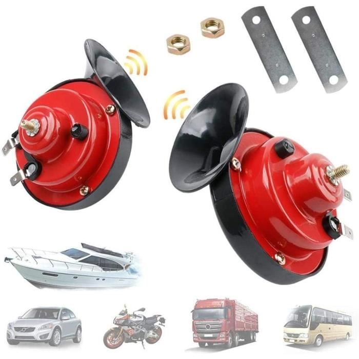 Klaxon De Voiture 24V Wanhaoaony - Pour Gros Camions Et Véhicules - 300DB, Design Noir Et Rouge, Résistant Aux Intempéries