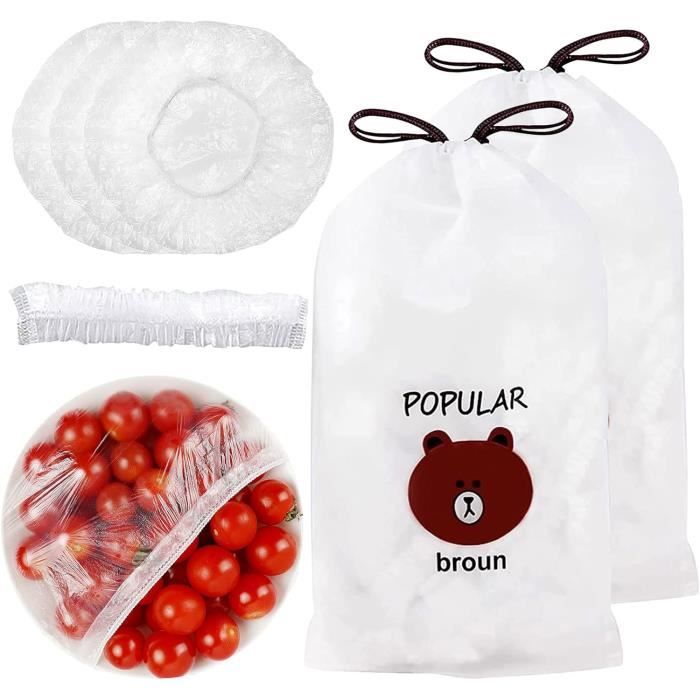 VINOG Fil Alientaire Reutilisable Paquet De 300 Sacs De Conservation Des Alients Couvercles