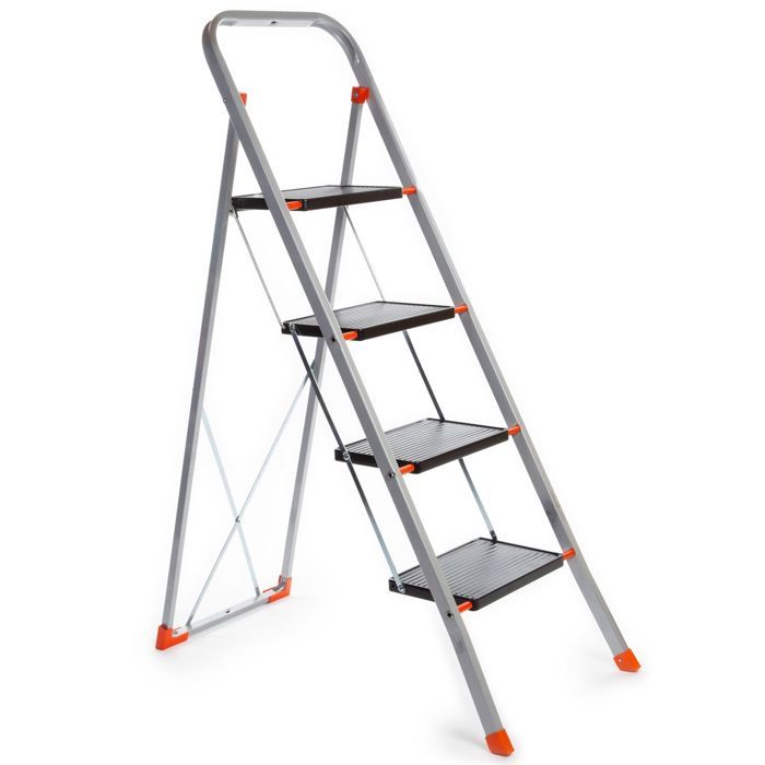 Tabouret-escalier Pliable 4 Marches Gurdtopo - Alu Léger, Large Pédale Antidérapante, 330 Lbs