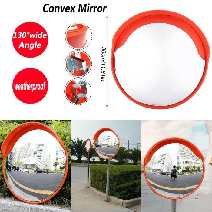 Miroir de trafic convexe 30cm, miroir de sécurité, miroir extérieur de  circulation Grand angle de 130 degrés HB010