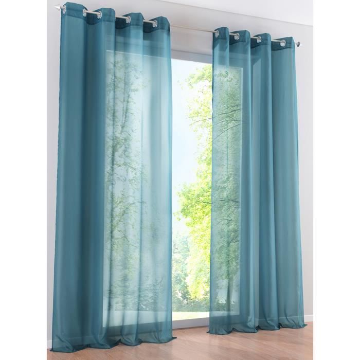 INLLADDY Rideaux Voilages Couleur Unie Translucide Rayures Voile de Fen/être pour Salon Chambre Decoration 1 Rideau Rose 200x100cm