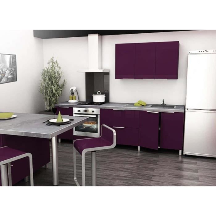 Cuisine Type 2M60 - 260cm - Aubergine - Cuisine complète