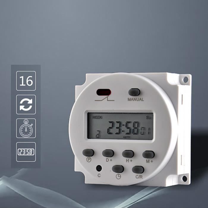 Blanc Montage sur rail DIN pour appareils /électriques 7 jours Programmateur num/érique programmable SINOTIMER CA 110V Hebdomadaire Relais de contr/ôle