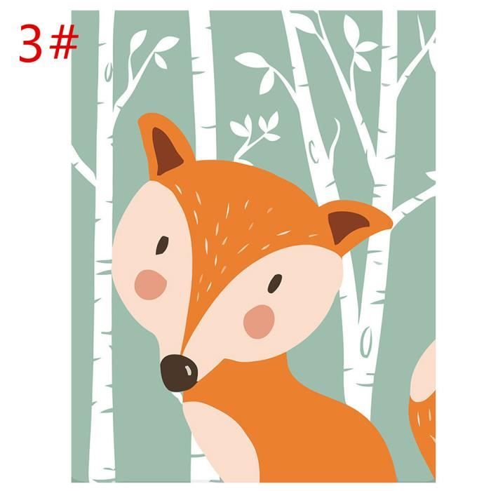 Motif 3 Renard Peinture En Toile Sans Cadre Poster Animal Ornement Chambre Enfant Decor Maison Cafe Cdiscount Maison