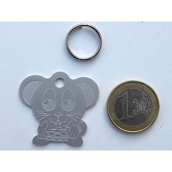 1 MÉDAILLE gravée souris argentée pour chat chien personnalisée