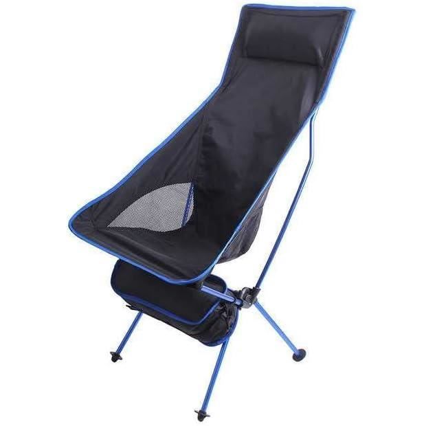 Chaise Pliante De Camping Amzeeniu - Ultra Légère, Aluminium, Avec Coussin - Noir/Bleu