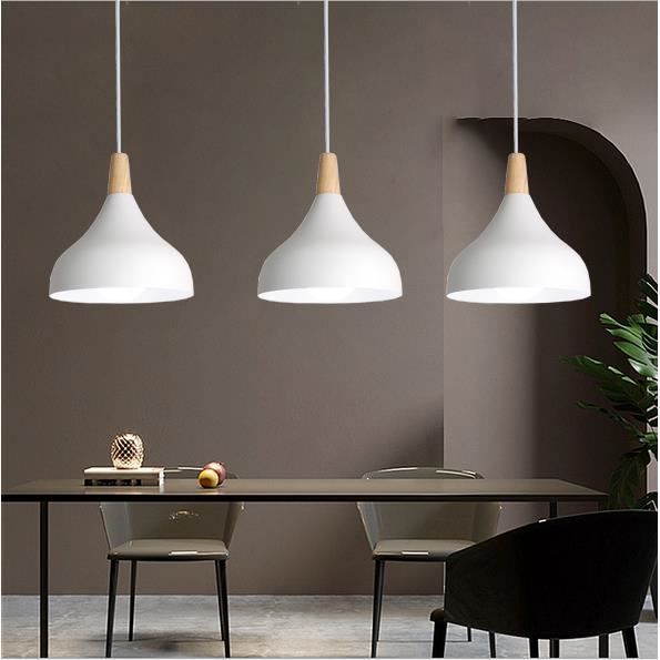 Yowei 3pcs Lustre Suspension Rétro Suspension Luminaire Moderne Style Goutte Chapeau pour Chambre Salle à Manger Cuisine Blanc Ø