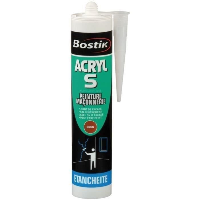 Mastic Acrylique d'Etanchéité BOSTIK ACRYL S Joints & Fissures - Intérieur/Extérieur - Peut Être Pei