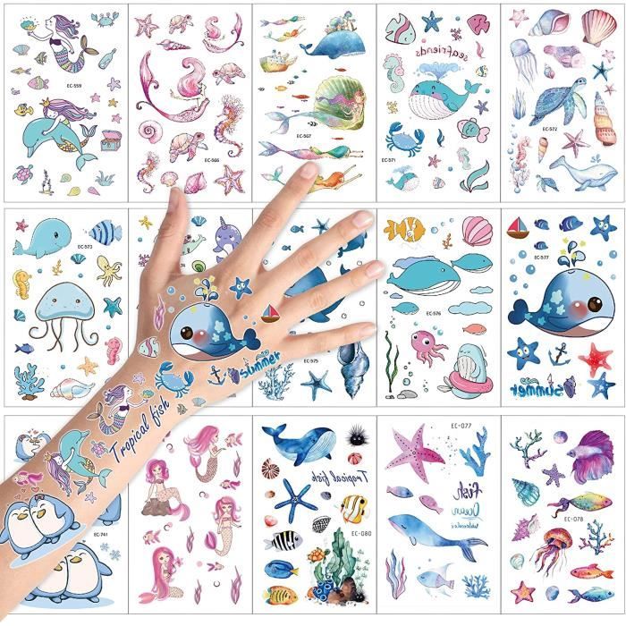 Tatouages éphémères Pour Enfants - Planche Forêt Rose - 9x13 Cm - Fabriqué En France
