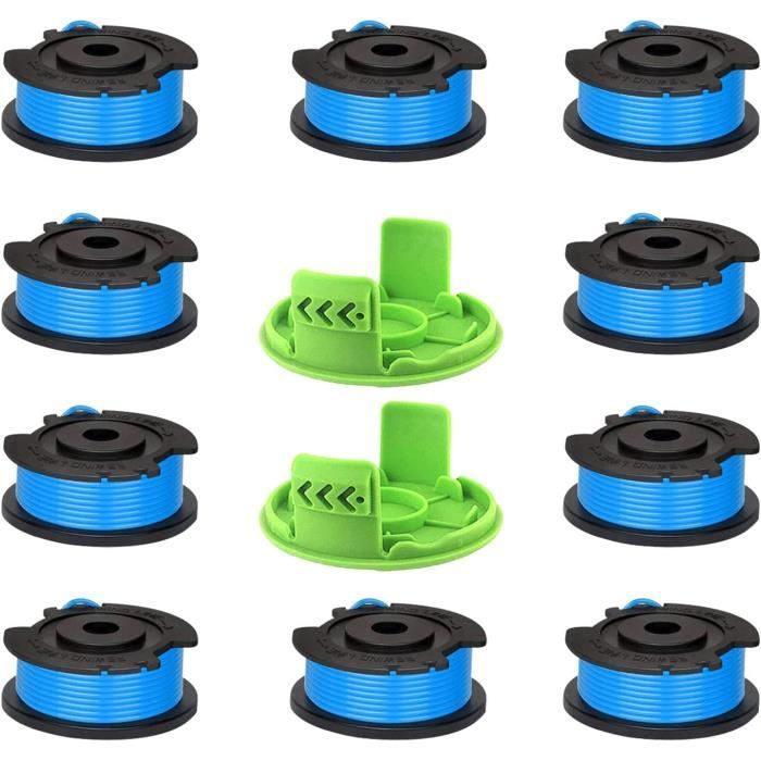 Bobines Fil Débroussailleuse Greenworks 24V - Lot 6 Bobines + 2 Capuchons - Fil Nylon 1,65 Mm X 4,9 M