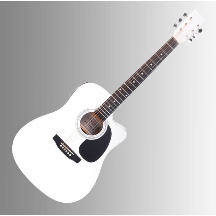 Classic Cantabile WS-10WH-CE Guitare Folk Blanc Avec Micro