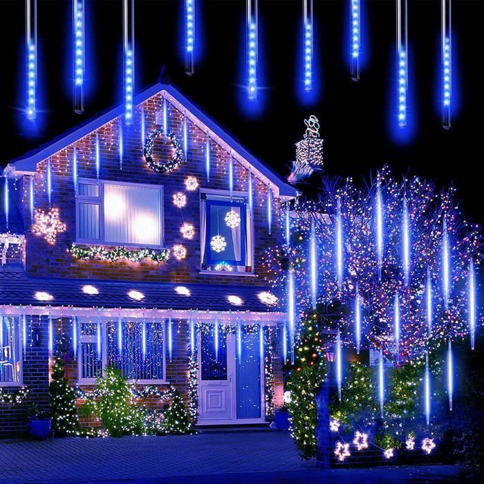 Guirlande de Noël extérieure Kedoxi - 192 LED - 6.8m - Chute de neige -  Bleu - Cdiscount Maison