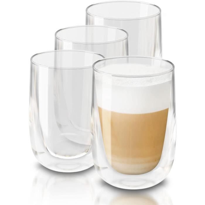 4 Tasses à Double Paroi de 350 ml - Verres pour Café Latte