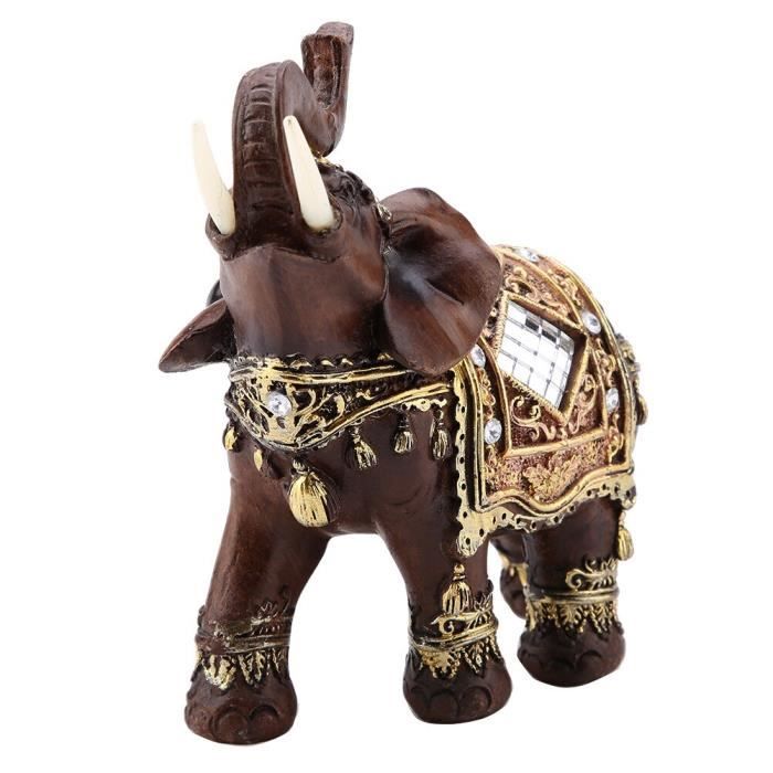 Figurine éléphant Feng Shui – Bronze Coulé Vert/or, Sculpture Décorative Parade