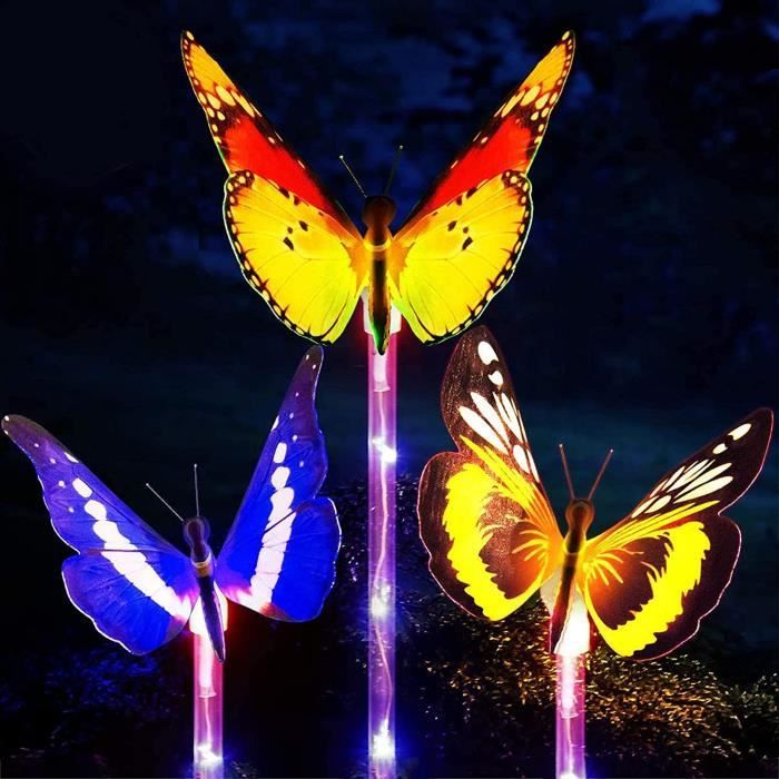 Lampe solaire LED papillon luminaire extérieur jardin terrasse