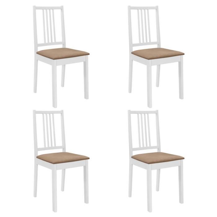 Chaises à dîner - HB056 A247635 - Blanc - Bois solide - Lot de 4