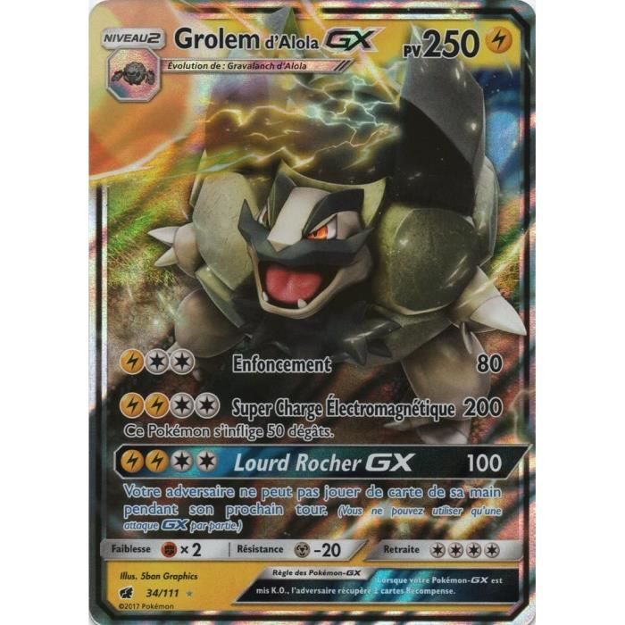 Cartes A Collectionner Carte Pokemon Sl4 Grolem D Alola Gx 250 Pv 34 111 Ultra Rare Cdiscount Jeux Jouets Cartes A Collectionner Carte Pokemon Sl4 Grolem D Alola Gx 250 Pv 34 111 Ultra Rare Cdiscount Jeux Jouets
