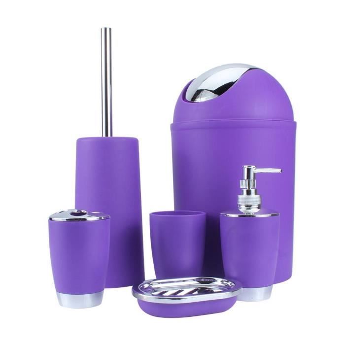 Ensemble Accessoires Salle De Bain 6 Pièces - Distributeur Savon, Porte-Brosse à Dents, Pot - Déco Vintage