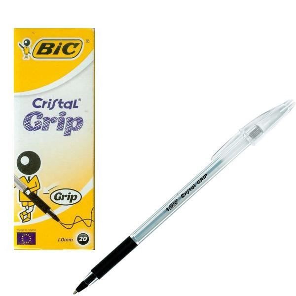 Boite de 20 Stylo-bille Bic Cristal Grip - pointe moyenne - noir -  Cdiscount Beaux-Arts et Loisirs créatifs