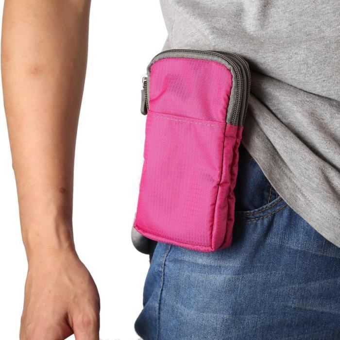 Petit Sac Ceinture Homme En Faux Cuir Marron - Fermeture Éclair, Poches Pour Téléphone Et Clés, 18x10x5 Cm