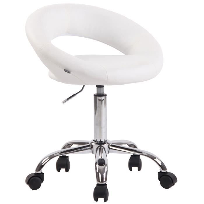 Tabouret de travail - CLP - Olinda - Similicuir - Réglable 66-81 cm - À roulettes