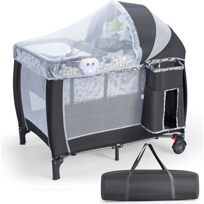 Costway Lit Parapluie Bebe Pliant 4 En 1 Avec Matelas Filet Amovible Reglable Table A Langer Sac De Transport Roues Verrouillables Cdiscount Puericulture Eveil Bebe
