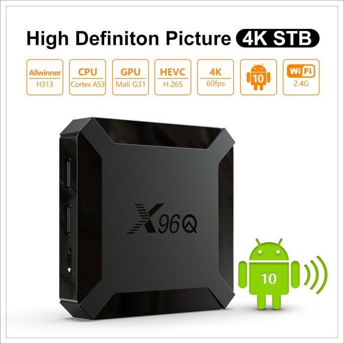 X96Q TV Box et décodeur Android 9.0 avec HD 4K pour lecteur multimédia home tv cinéma (2GO + 16GO)
