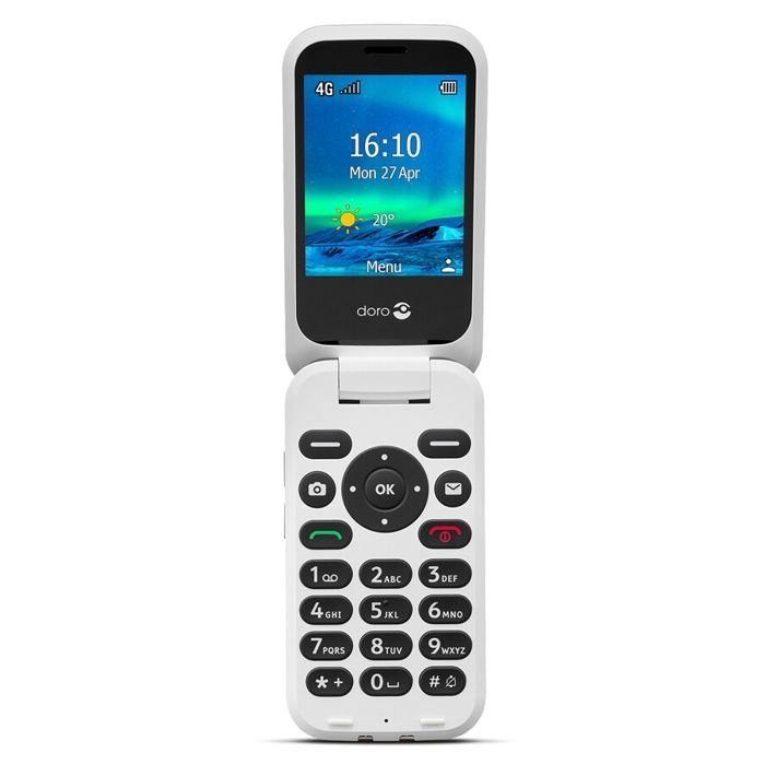DORO 6820 Blanc Noir Téléphone Portable à Clapet pour séniors et Personnes âgées