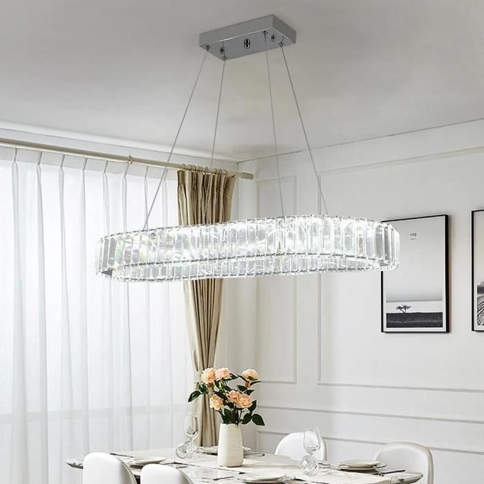 12W Plafonnier Lampe Cristal Lampe de Plafond Acier Inoxydable LED