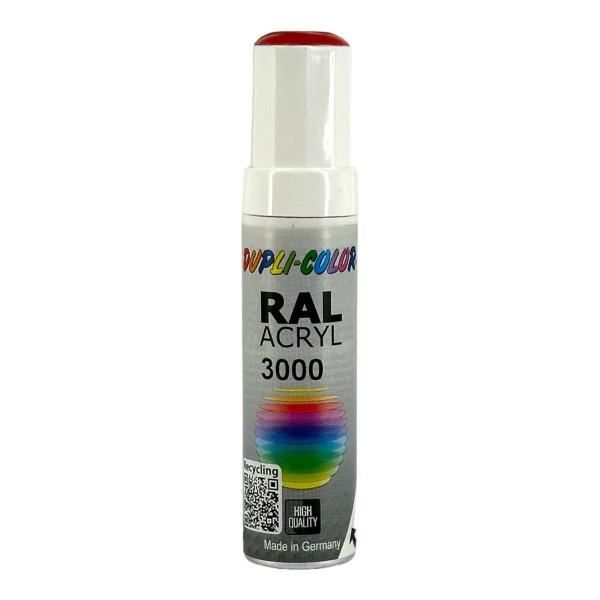Stylo de retouche peinture acrylique - Rouge feu - RAL 3000 - Brillant - Tous supports - Duplicolor