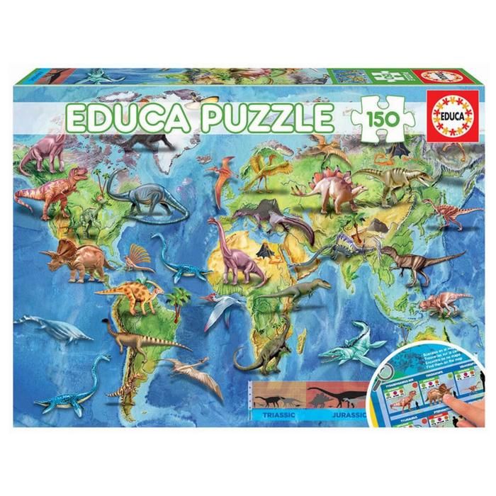Puzzle 150 pièces : Mappemonde des Dinosaures
