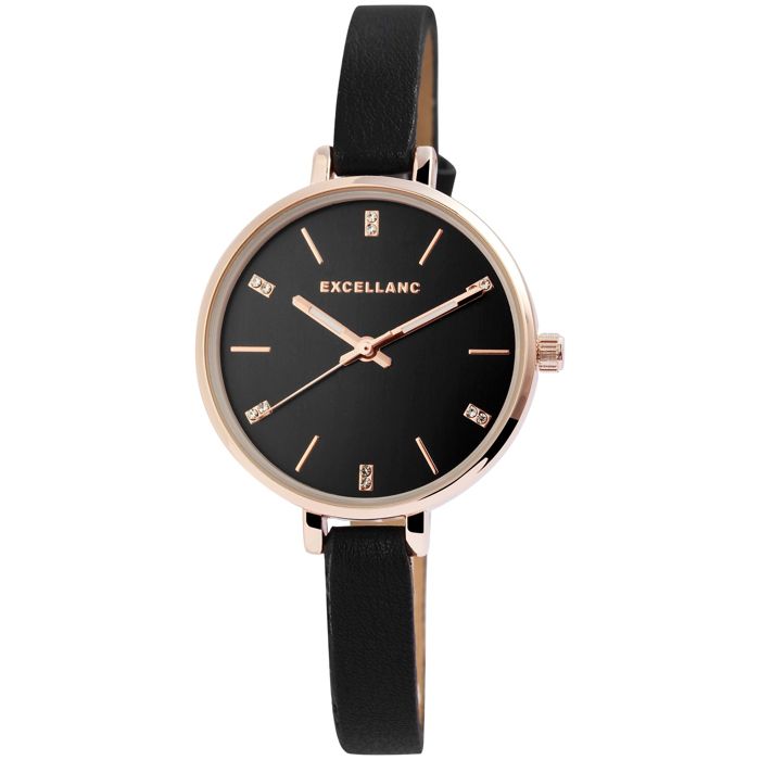 Montre - EXCELLANC - EX0316 - Femme - Boîtier métal 34 mm - Cadran noir index bâtons