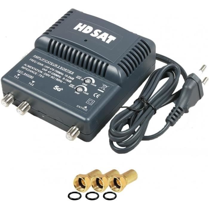 Amplificateur terrestre TNT 4 voies UHF VHF Gain 25dB améliorant la qualité du signal, renvoi Amplificateur terrestre TNT 4 voies UHF VHF Gain 25dB améliorant la qualité du signal, renvoi