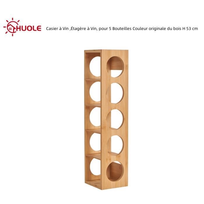 Range-bouteilles en bois HUOLE - 5 étages - 13.5*12*53cm - Contemporain